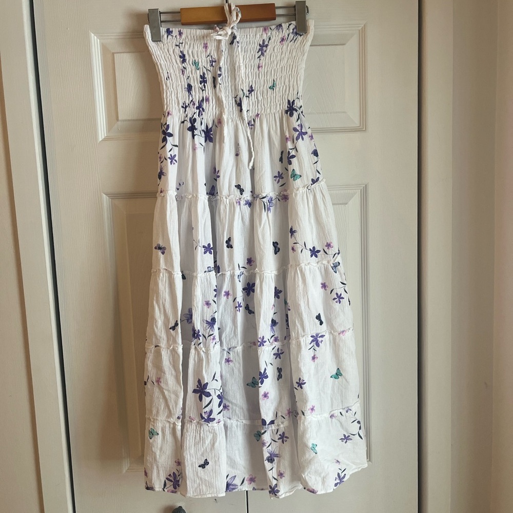 Floral Smocked White Dress